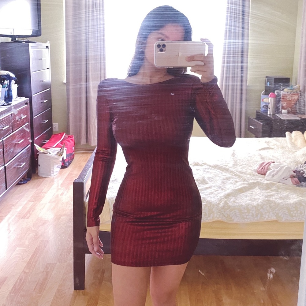 Red Metallic Bodycon Dress - Forever 21